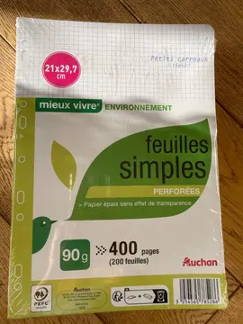 paquet 400 feuilles simples petits carreaux