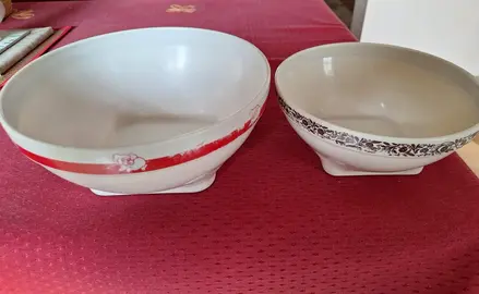 Lot de deux saladiers ronds en plastique moulé