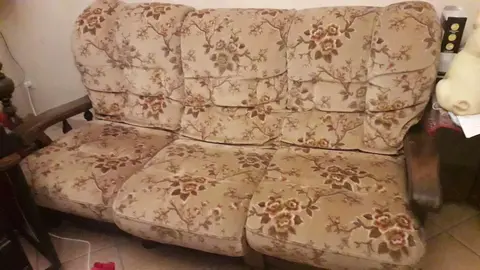 Canapé bois et tissu