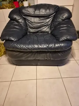 Fauteuil cuir bleu marine