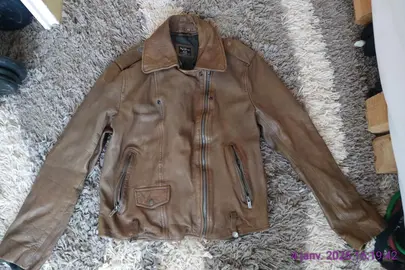 veste cuir kaki marron