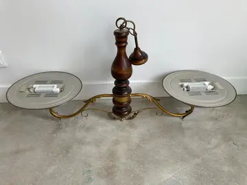 Lustre bois et métal