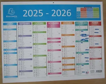 Calendrier 09/2025 - 09/2026 (encore valable 9 mois)