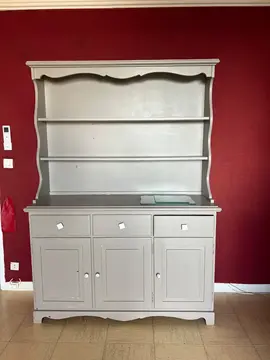 Meuble avec vaisselier ouvert gris