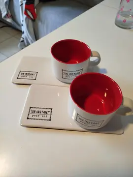 2 grandes tasses et soucoupes