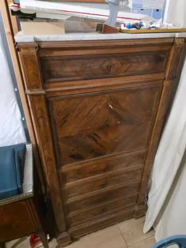 Secrétaire en bois et marbre