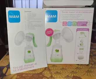 Lot MAM prêta l'emploi(tire lait,biberons, contenant,tétines)