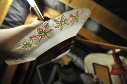 Lustre ancien verre et laiton