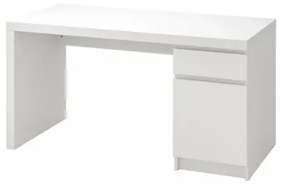Bureau de maison Ikea Malm, bureau blanc, 140x65 cm