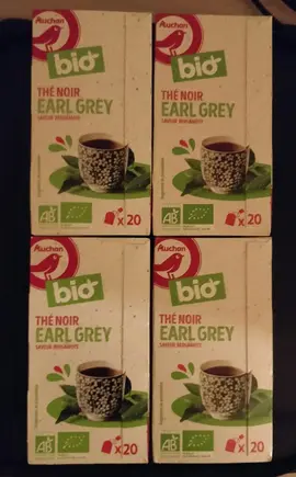 Thé noir Earl Grey Bio Auchan (saveur bergamote) x4