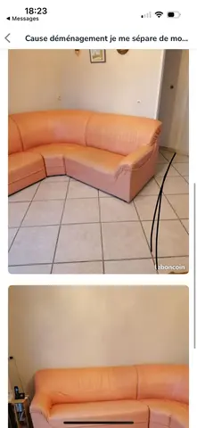 canapé d'angle saumon