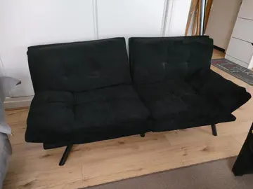 canapé velours noir 170 L x 78 cm H x 84 P