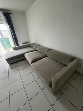 Canapé roche bobois tissus Gris / Cuir blanc