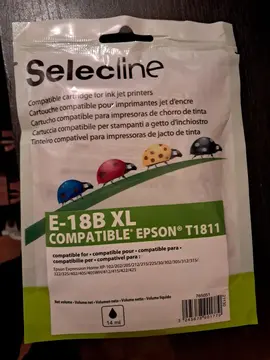 Cartouche Noir E-18B XL Cartouche d'encre SELECLINE compatible avec l'imprimante EPSON T1811.