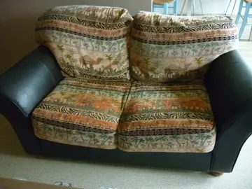 Canapé cuir et tissu