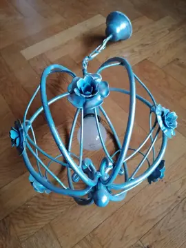 Lampe bleu ciel et argenté