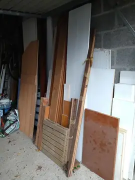 Donne planches, bois divers (chêne, mdf, ...), espalier pour vider un garage