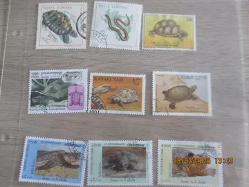 9 timbres "Tortues" Roumanie Cubas Laos Kazakstan
