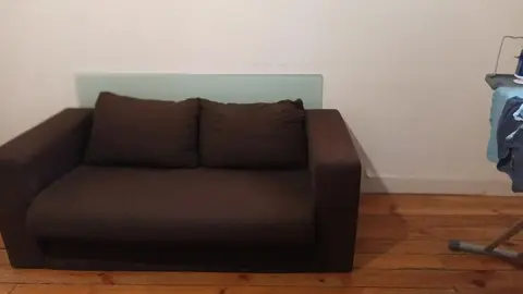 canapé convertible en tissu marron