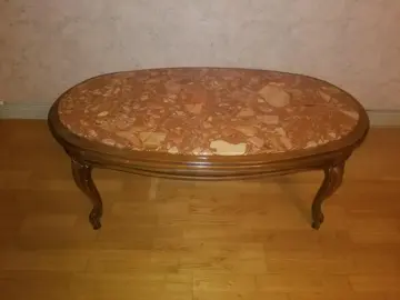 table basse bois massif marbre véritable