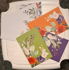 3 cartes doubles et 3 enveloppes fleuries