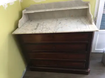 commode marbre et bois