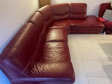 canapé d’angle cuir pleine fleur rouge