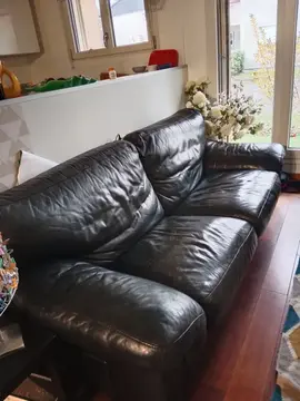 canapé convertible 3 places cuir noir convertible Roche Bobois