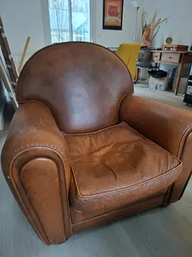 fauteuil cuir marron