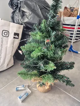 petit sapin avec guirlandes lumineuses