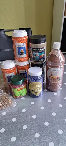 Lot de graviers, sables colorés pour la décoration