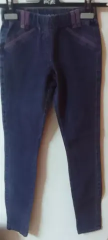 pantalon jeans violet avec ceinture élastique