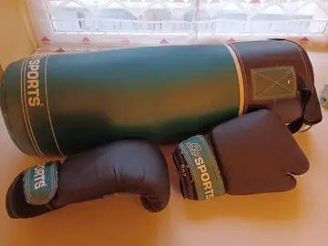Sac de frappe à suspendre et gants de boxe