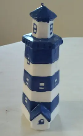 Bougie Phare Rayé Bleu et Blanc