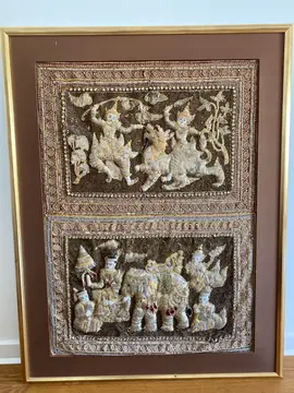 tissu origine Siam (?) encadré dans un grand tableau