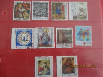 10 timbres oblitérés France Croix-Rouge