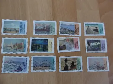 Série 12 timbres Impressionnisme -Thème de l'eau 2013