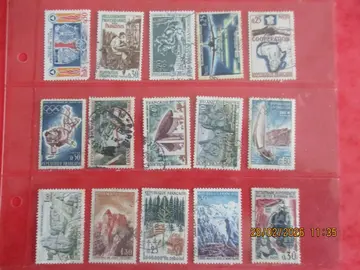 15 timbres oblitérés France 1964-65