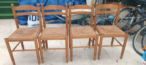 donne 4 chaises bois et paille