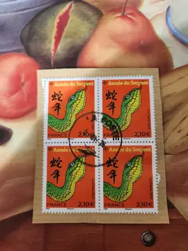 4 timbres oblitérés 2025 année du serpent 🐍