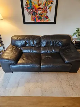 Canapé en cuir marron foncé Roche Bobois