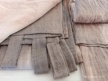 2 grands voilages beige