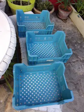 Lot 3 cagots ou caissettes encastrables bleus PVC solides 39,5 cm X 30 cm X 16 cm