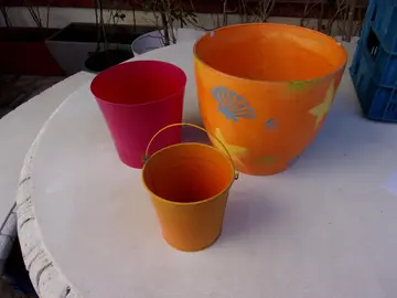 Lot 3 cache-pots Diamètres 25 cm 17,5 cm 13 cm - Hauteurs 22 cm 16 cm 12,5 cm