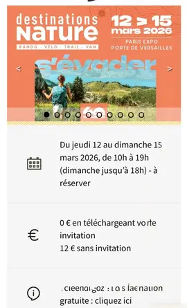 Invitation Salon Destination Nature pour 2 pers.