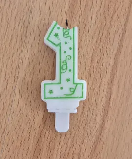 Bougie 1 an vert/blanc