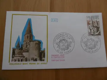 Enveloppe PREMIER JOUR Collégiale Saint-Pierre-du-Dorat 1977