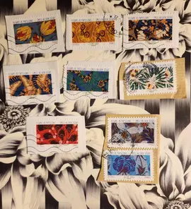 Timbres oblitérés fleurs et papillons 🌸 🦋 🌸