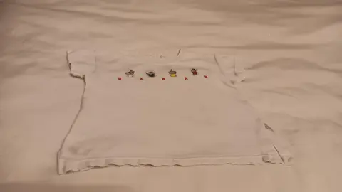 Tee-shirt manches courtes blanc Babar brodé taille 1 an garçon