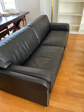 canapé 3 places cuir bleu nuit